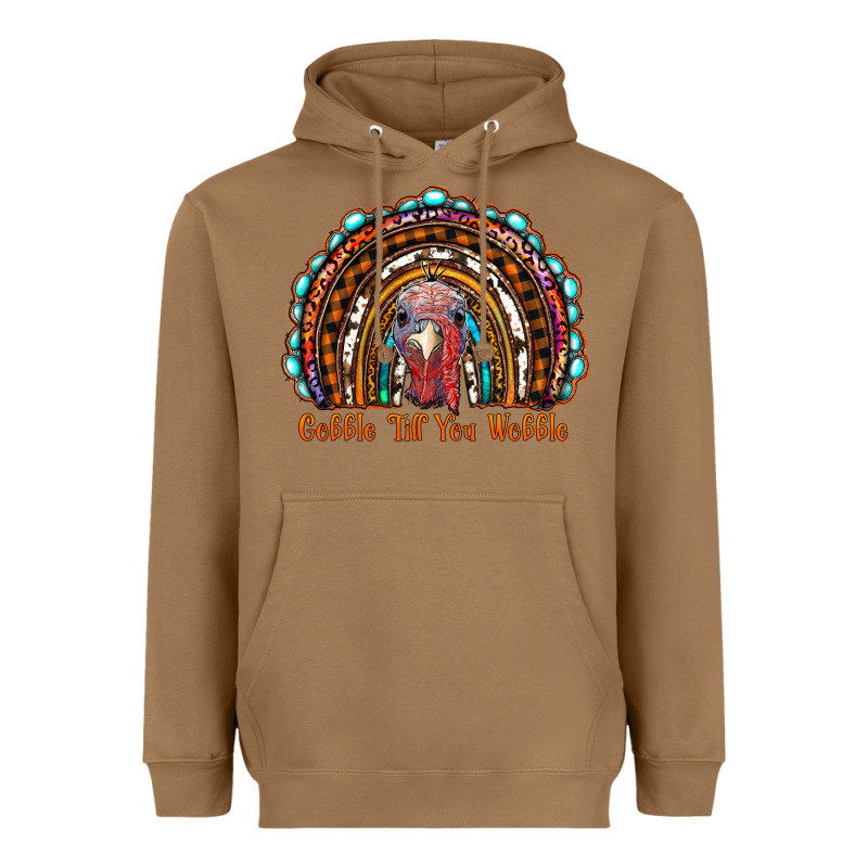 Gobble Till You Wobble Thanksgiving Rainbow Heavyweight Hoodie by RanaPortraitStore | Teevron