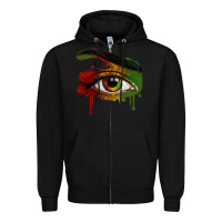Black Watercolor Juneteenth eyes Zipper Hoodie - RanaPortraitStore