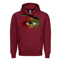 Burgundy Watercolor Juneteenth eyes Zipper Hoodie - RanaPortraitStore