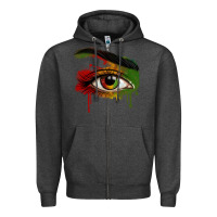 Charcoal Heather Watercolor Juneteenth eyes Zipper Hoodie - RanaPortraitStore
