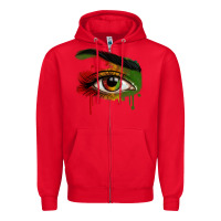 Red Watercolor Juneteenth eyes Zipper Hoodie - RanaPortraitStore