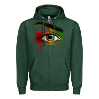 Sports Green Watercolor Juneteenth eyes Zipper Hoodie - RanaPortraitStore