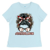 Baby Blue baseballmom messy bun Ladies Tee - BarkalooDesign
