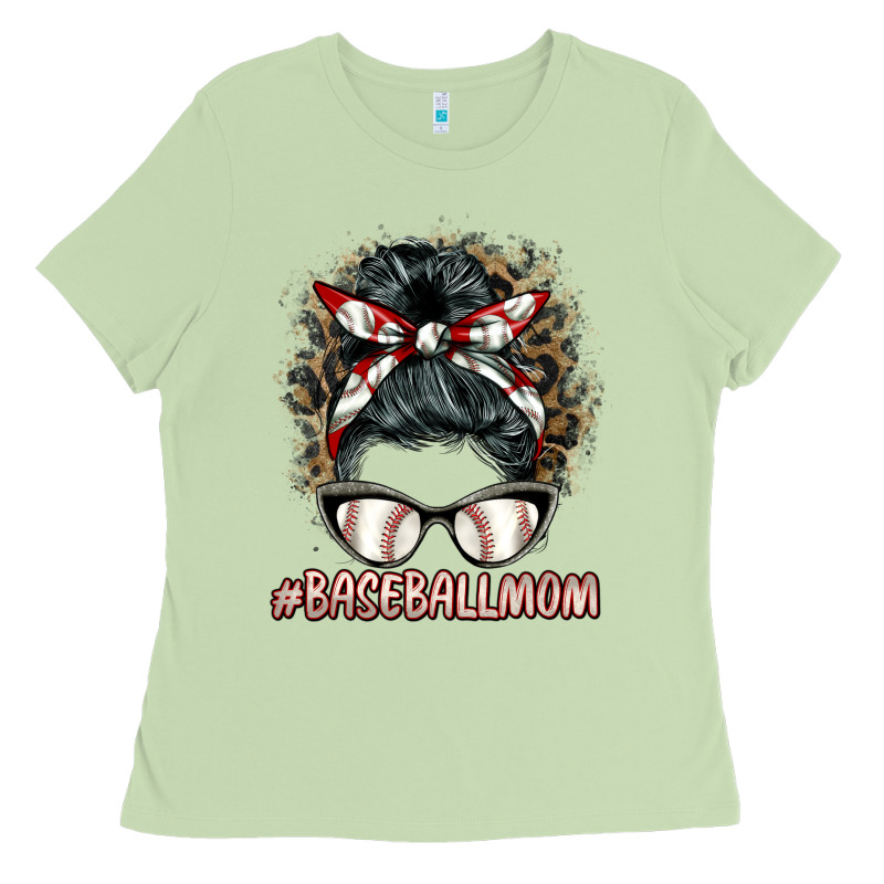 Baseballmom Messy Bun Ladies Tee by BarkalooDesign | Teevron
