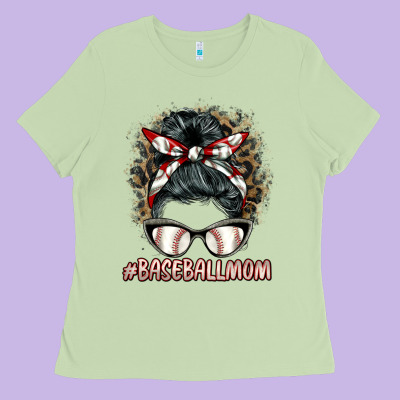 Baseballmom Messy Bun Ladies Tee Designed By Barkaloodesign