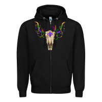 Mardi Gras Bull Skull Zipper Hoodie | Teevron