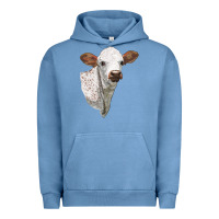 Pigment Pebble Blue Texas Longhorn Calf Face Urban Hoodie - LillyAllenDesigns
