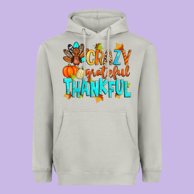 Crazy Grateful Thankful Heavyweight Hoodie Designed By Zillion Design Studio