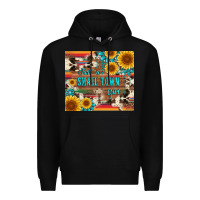 Black just a small town girl with gemstone sunflower serape and cowhide Premium Hoodie - Artiststas