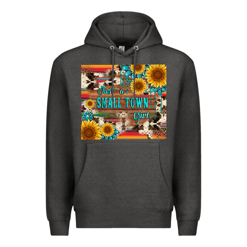 Just A Small Town Girl With Gemstone Sunflower Serape And Cowhide Premium Hoodie by Artiststas | Teevron