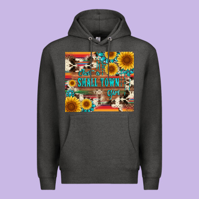 Just A Small Town Girl With Gemstone Sunflower Serape And Cowhide Premium Hoodie Designed By Artiststas
