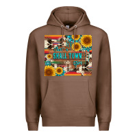 Chestnut just a small town girl with gemstone sunflower serape and cowhide Premium Hoodie - Artiststas