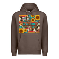 Coffee just a small town girl with gemstone sunflower serape and cowhide Premium Hoodie - Artiststas