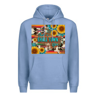 Colony Blue just a small town girl with gemstone sunflower serape and cowhide Premium Hoodie - Artiststas