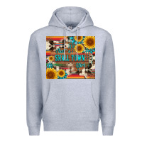 Heather Grey just a small town girl with gemstone sunflower serape and cowhide Premium Hoodie - Artiststas