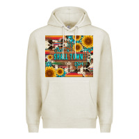 Oatmeal Heather just a small town girl with gemstone sunflower serape and cowhide Premium Hoodie - Artiststas