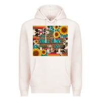 Pale Pink just a small town girl with gemstone sunflower serape and cowhide Premium Hoodie - Artiststas