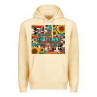 Pina Colada just a small town girl with gemstone sunflower serape and cowhide Premium Hoodie - Artiststas