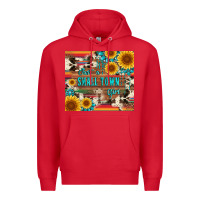 Red just a small town girl with gemstone sunflower serape and cowhide Premium Hoodie - Artiststas