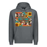 Rock just a small town girl with gemstone sunflower serape and cowhide Premium Hoodie - Artiststas