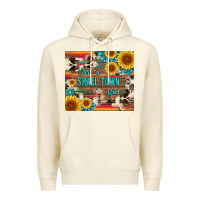 Sandshell just a small town girl with gemstone sunflower serape and cowhide Premium Hoodie - Artiststas