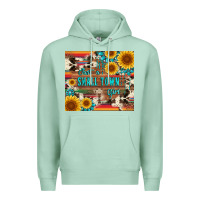 Seafoam just a small town girl with gemstone sunflower serape and cowhide Premium Hoodie - Artiststas