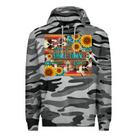 Slate Camo just a small town girl with gemstone sunflower serape and cowhide Premium Hoodie - Artiststas