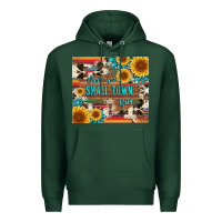 Sports Green just a small town girl with gemstone sunflower serape and cowhide Premium Hoodie - Artiststas