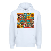 White just a small town girl with gemstone sunflower serape and cowhide Premium Hoodie - Artiststas