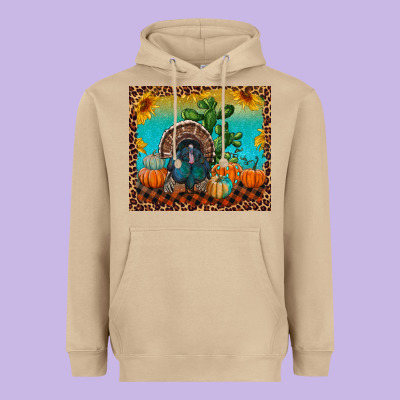 Turkey And Pumpkins Heavyweight Hoodie Designed By Ranaportraitstore
