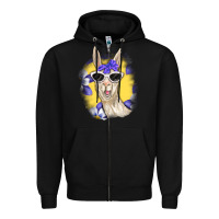 Black Llama With Sunglasses Zipper Hoodie - RanaPortraitStore