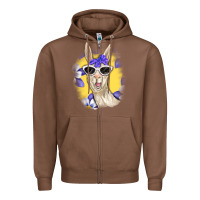 Chestnut Llama With Sunglasses Zipper Hoodie - RanaPortraitStore