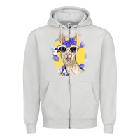 Dove Grey Llama With Sunglasses Zipper Hoodie - RanaPortraitStore