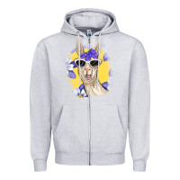 Heather Grey Llama With Sunglasses Zipper Hoodie - RanaPortraitStore