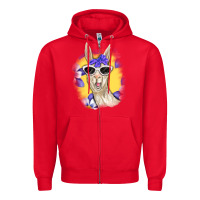 Red Llama With Sunglasses Zipper Hoodie - RanaPortraitStore