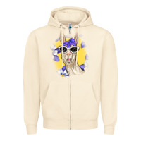 Sandshell Llama With Sunglasses Zipper Hoodie - RanaPortraitStore