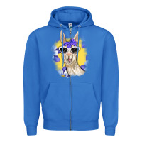 True Royal Llama With Sunglasses Zipper Hoodie - RanaPortraitStore