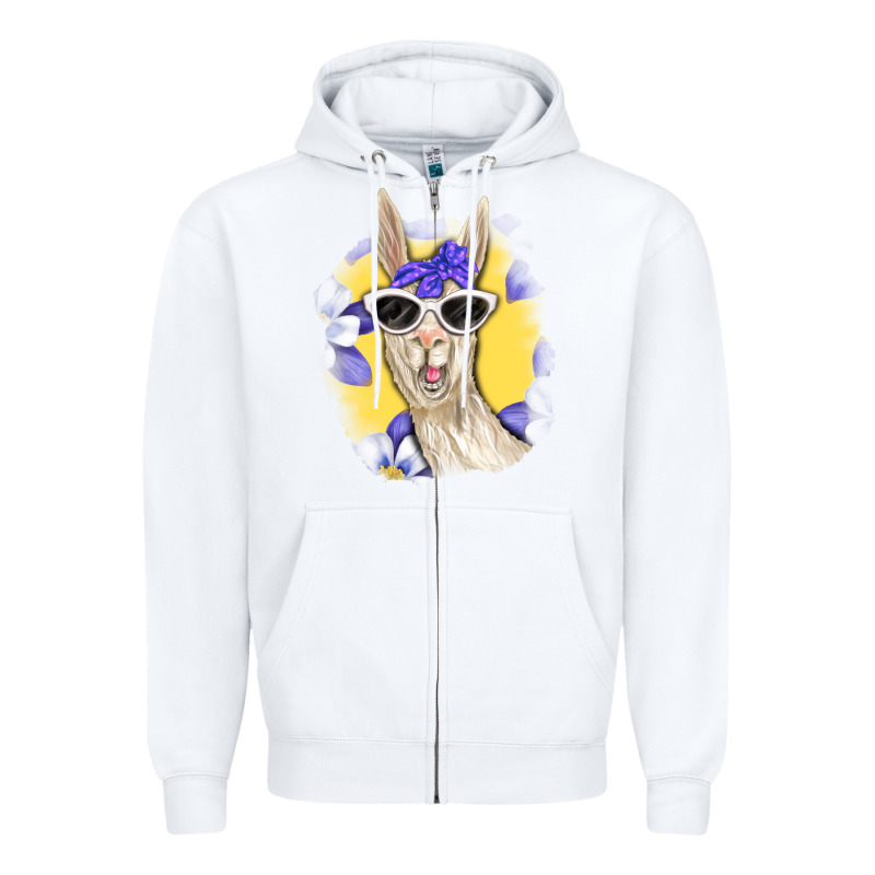 Llama With Sunglasses Zipper Hoodie by RanaPortraitStore | Teevron