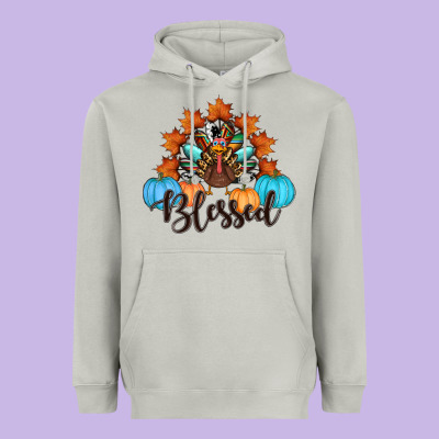 Thanksgiving Turkey Pumpkin Blessed Heavyweight Hoodie Designed By Ranaportraitstore