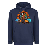 Navy thanksgiving turkey pumpkin blessed Heavyweight Hoodie - RanaPortraitStore