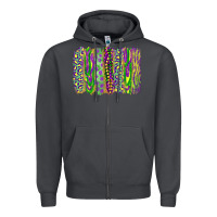 Smoke Mardi Gras Leopard Beads Brushstrokes Zipper Hoodie - RanaPortraitStore