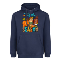 Navy 'tis the season american  football Heavyweight Hoodie - Zillion Design Studio