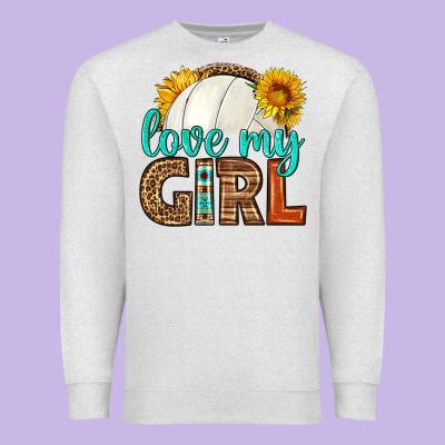 Love My Girl Volleyball Premium Sweatshirt Designed By Hra Design Shop