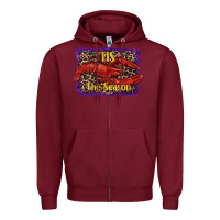 Burgundy Mardi Gras Tis The Season Lobster Zipper Hoodie - RanaPortraitStore