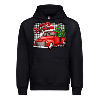 Black merry christmas red truck christmas trees Urban Hoodie - Jasminsmagicworld