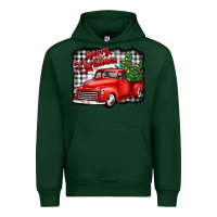 Forest Green merry christmas red truck christmas trees Urban Hoodie - Jasminsmagicworld