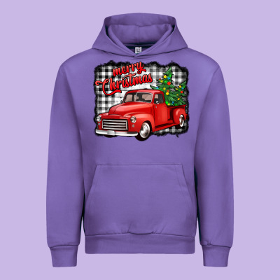 Merry Christmas Red Truck Christmas Trees Urban Hoodie Designed By Jasminsmagicworld