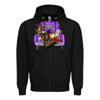 Black Mardi Gras Truck With Farm Animals Zipper Hoodie - RanaPortraitStore