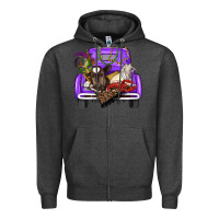 Charcoal Heather Mardi Gras Truck With Farm Animals Zipper Hoodie - RanaPortraitStore