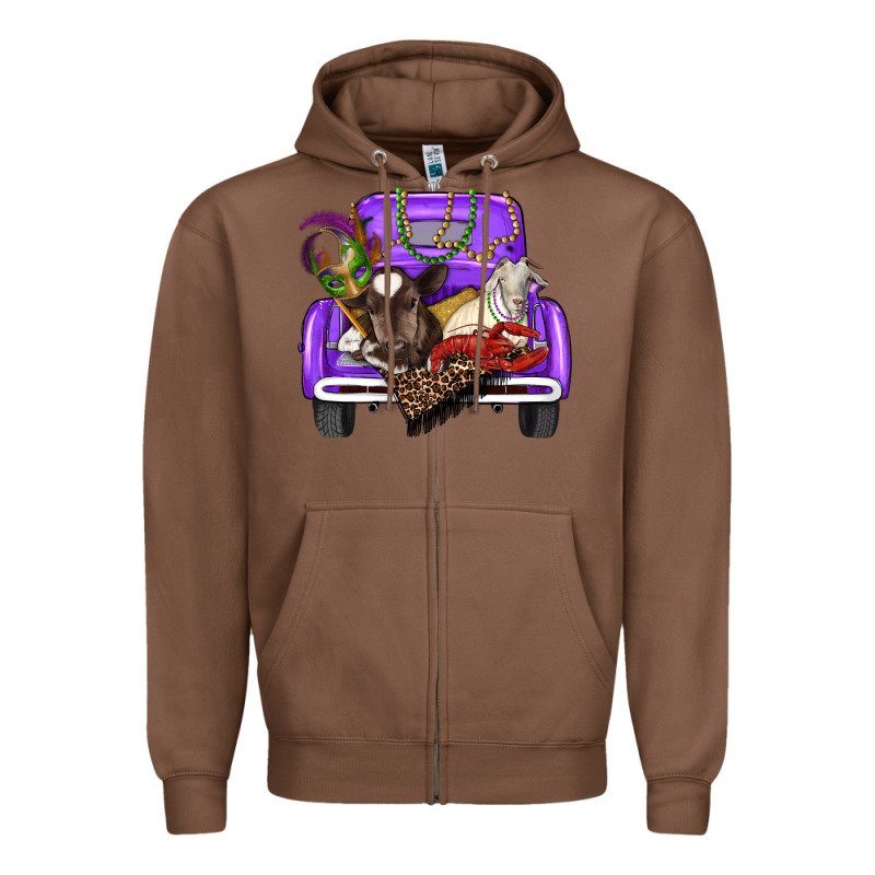 Mardi Gras Truck With Farm Animals Zipper Hoodie by RanaPortraitStore | Teevron